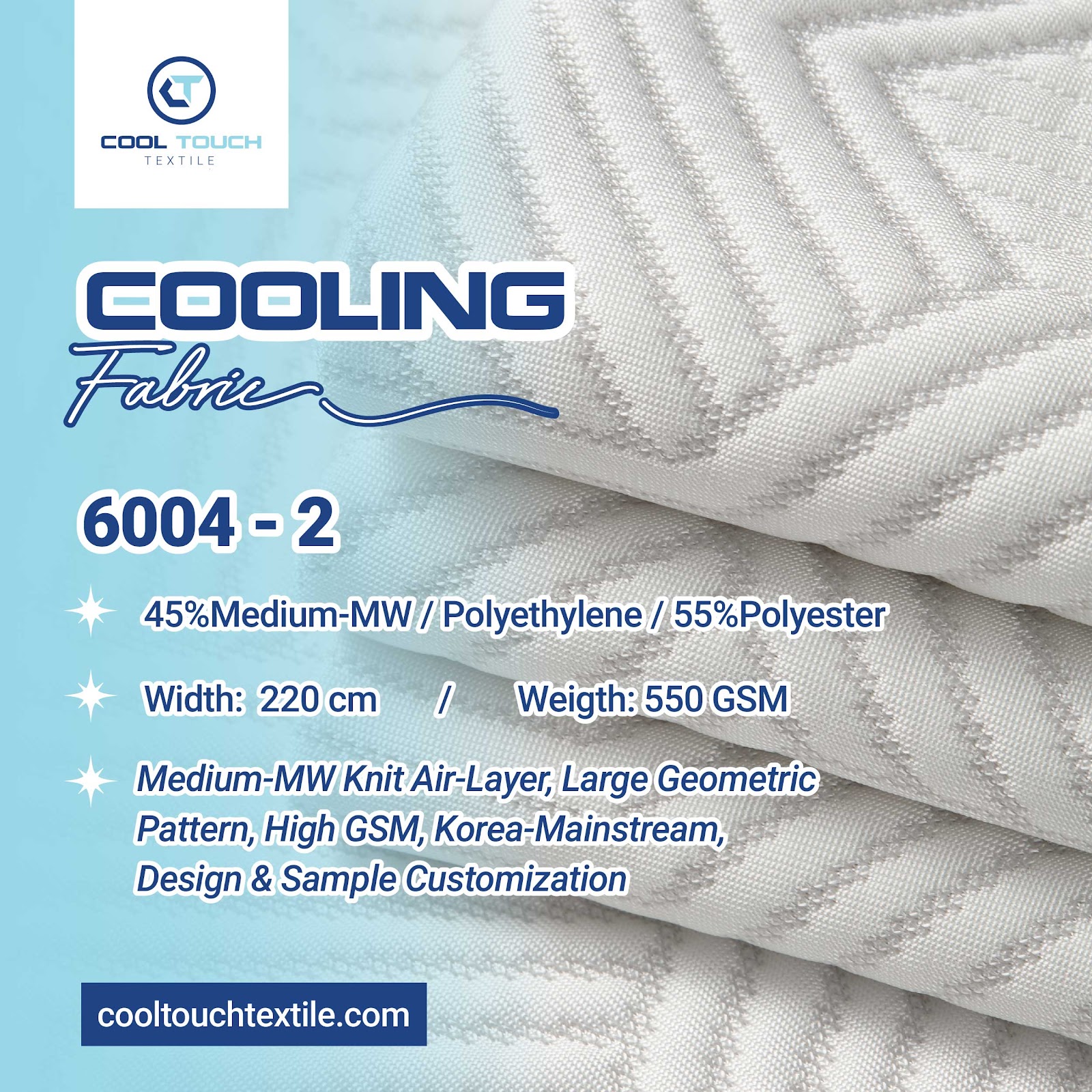 6004-2 Large-Geometric Air-Layer Mattress Fabric — Cooltouch cooling fabric