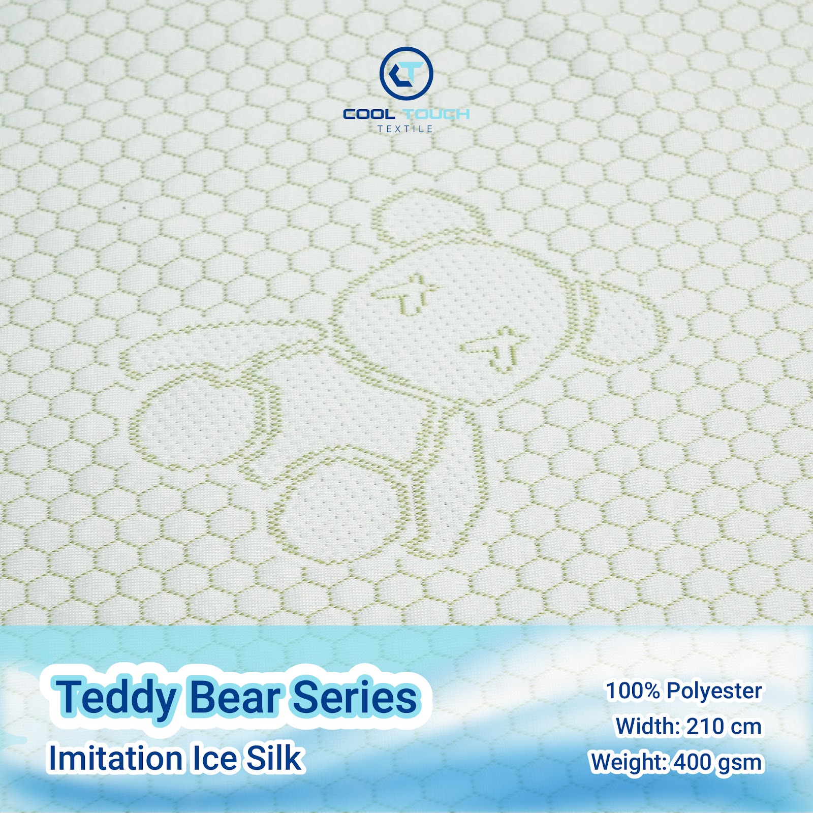 Vải BDD Bear dệt jacquard họa tiết gấu trên nền giả băng tơ — Cooltouch Textile
