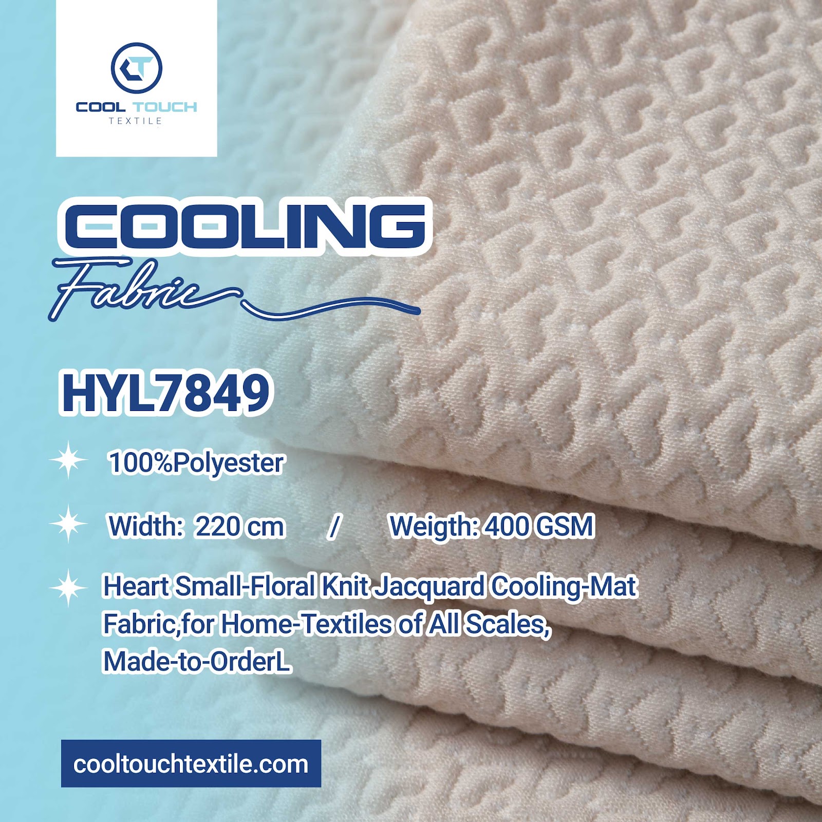 HYL7849 Heart Jacquard Cooling-Mat Fabric — Cooltouch cooling fabric
