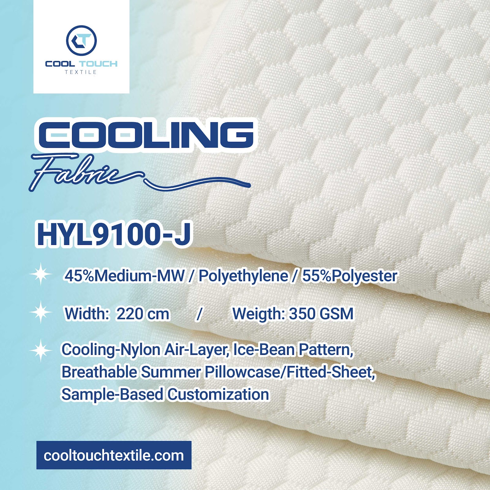 HYL9100-J Vải Lớp Khí Làm Mát Hạt Băng — vải làm mát Cooltouch