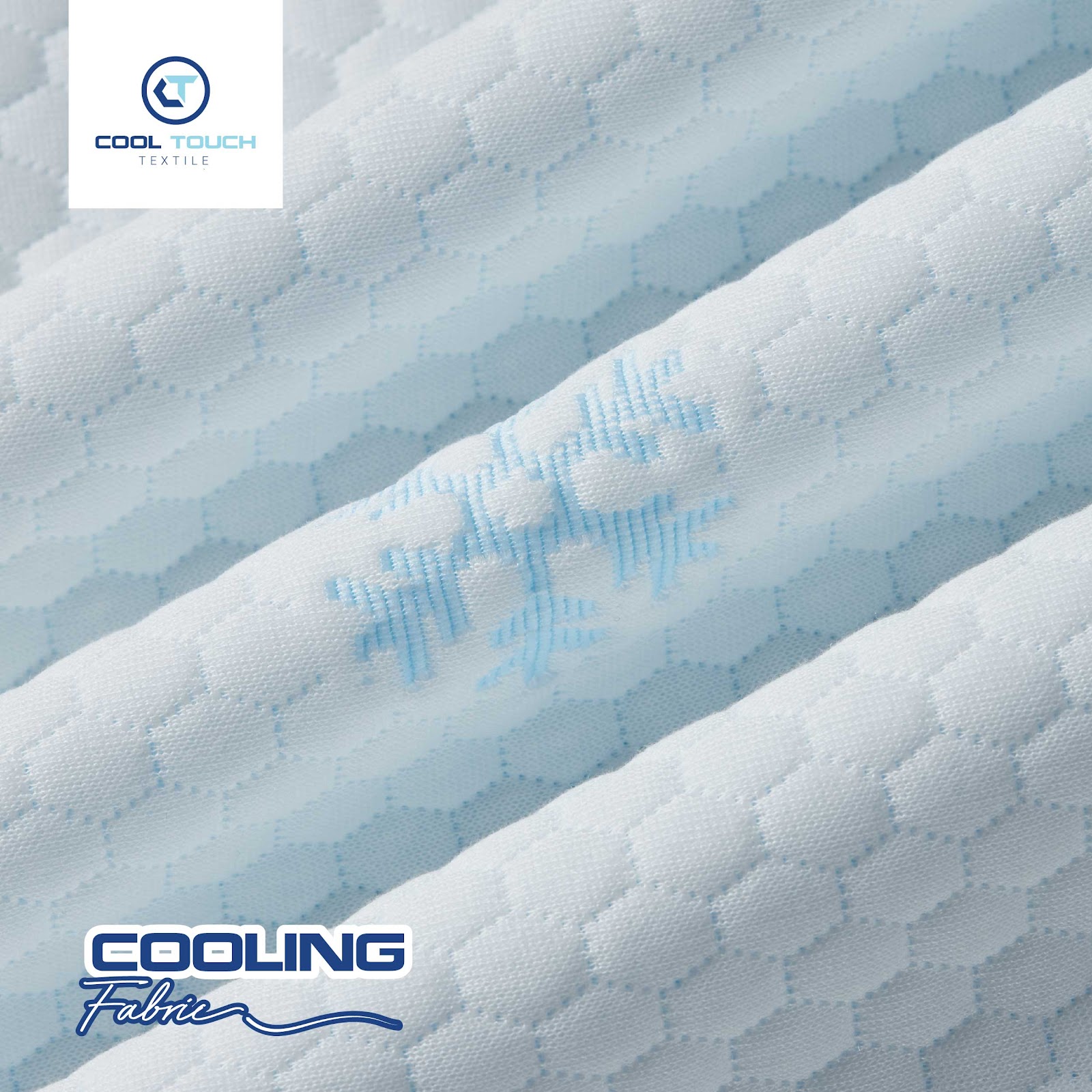 Custom printed cooling fabric — snowflake digital print on white base