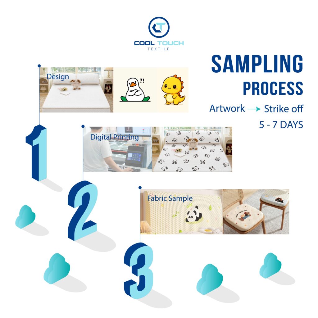 Custom digital print design on BDD cooling base fabric - design sample 03