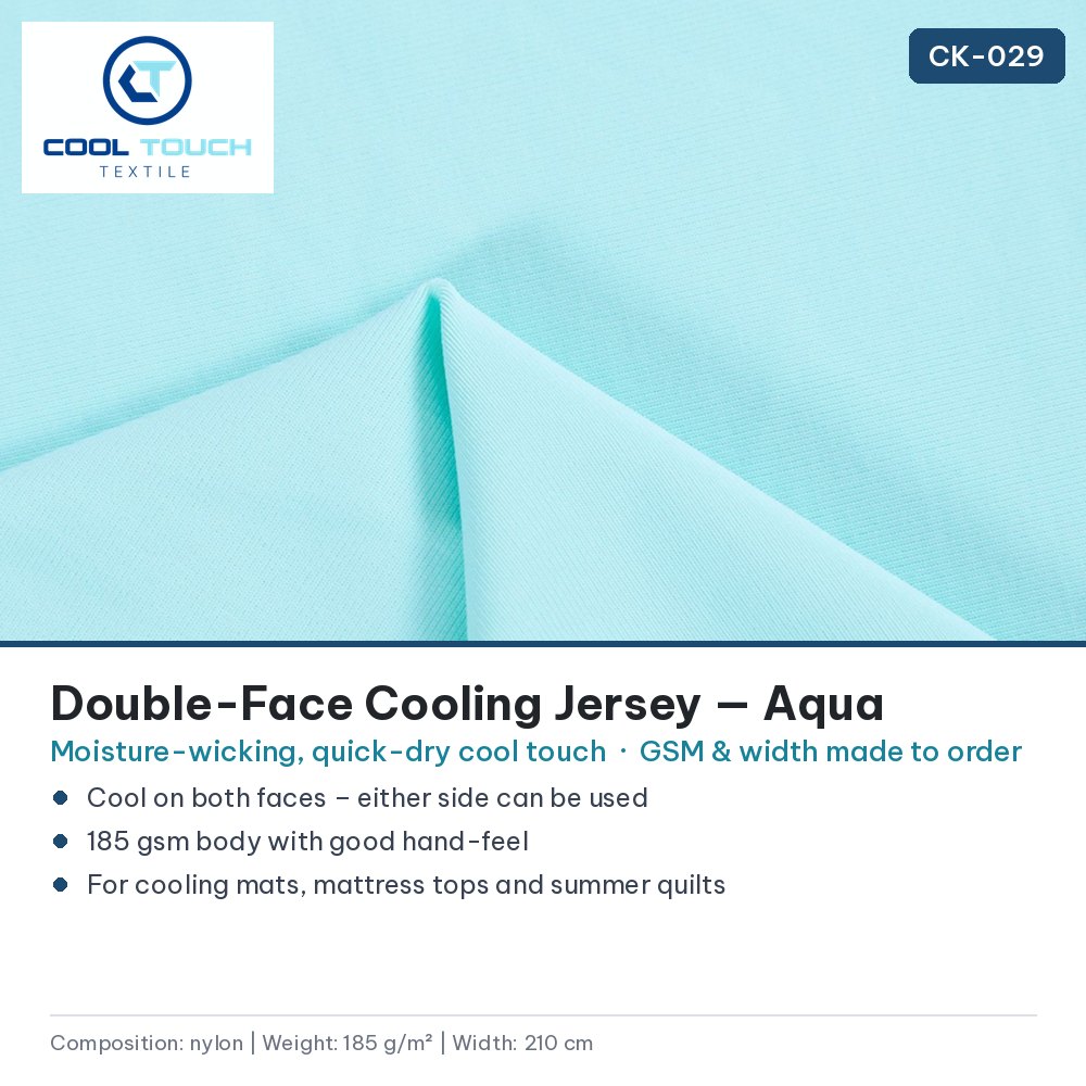 Double-Face Cooling Jersey — Aqua — Cool Touch Textile