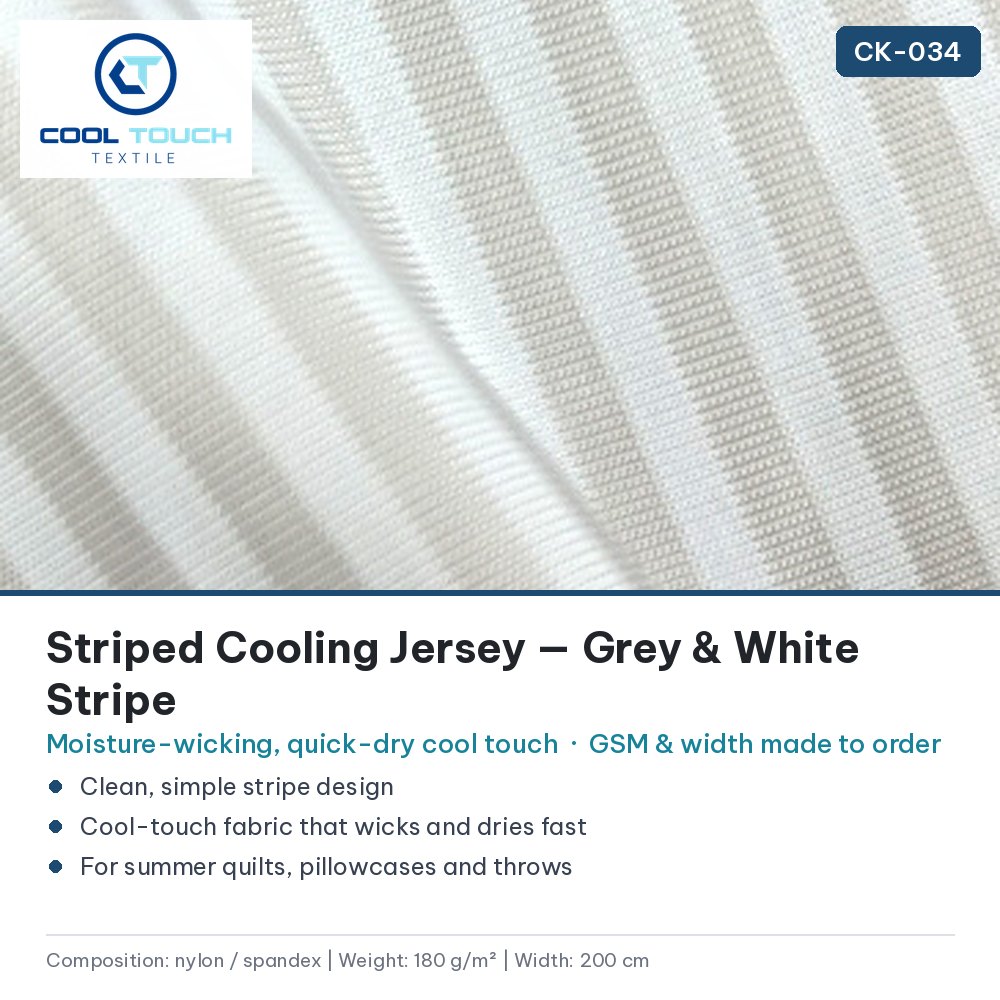 Striped Cooling Jersey — Grey & White Stripe — Cool Touch Textile
