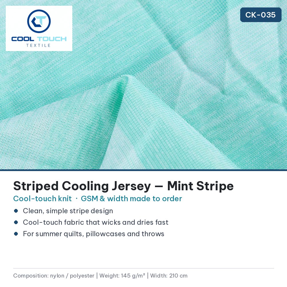 Striped Cooling Jersey — Mint Stripe — Cool Touch Textile