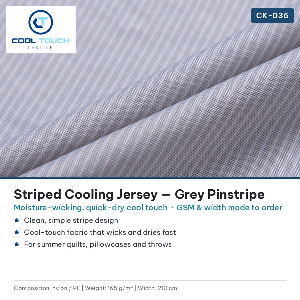 Striped Cooling Jersey — Grey Pinstripe — Cool Touch Textile