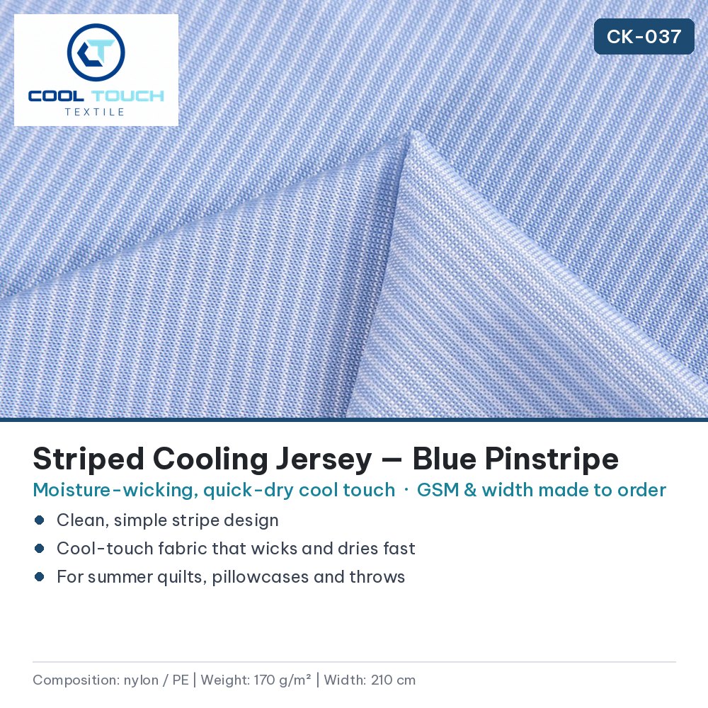 Striped Cooling Jersey — Blue Pinstripe — Cool Touch Textile
