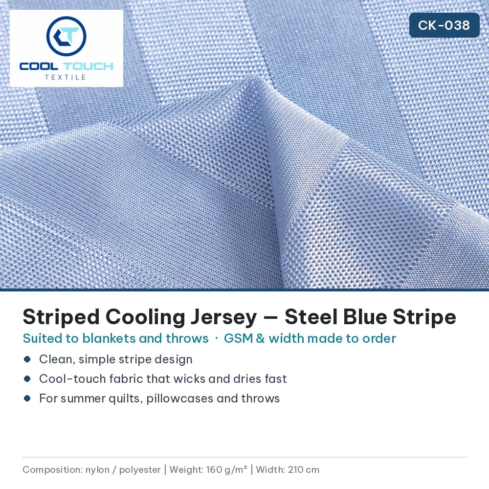 Striped Cooling Jersey — Steel Blue Stripe — Cool Touch Textile