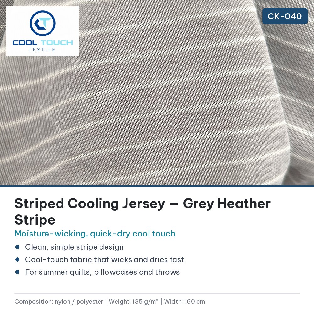 Striped Cooling Jersey — Grey Heather Stripe — Cool Touch Textile
