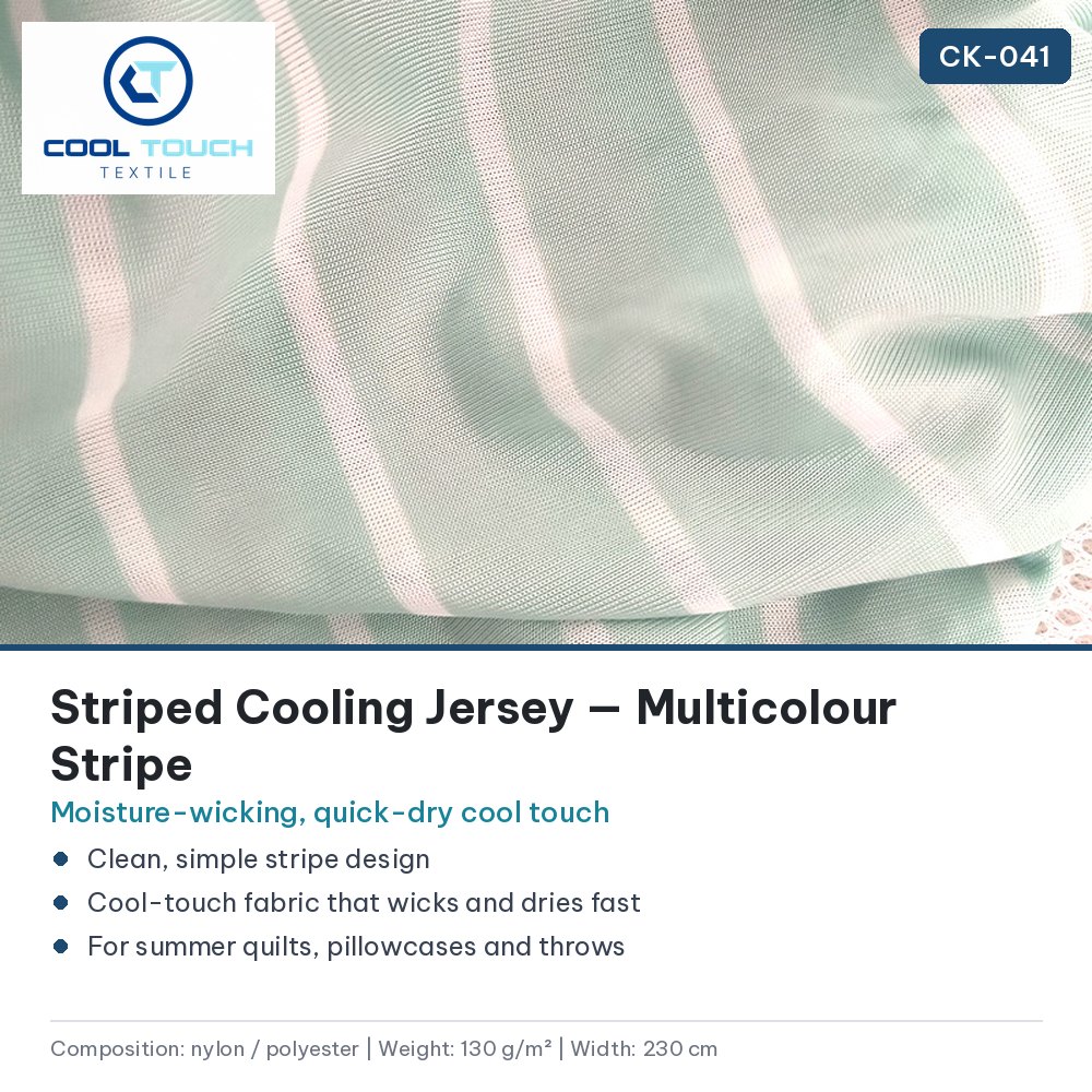 Striped Cooling Jersey — Multicolour Stripe — Cool Touch Textile