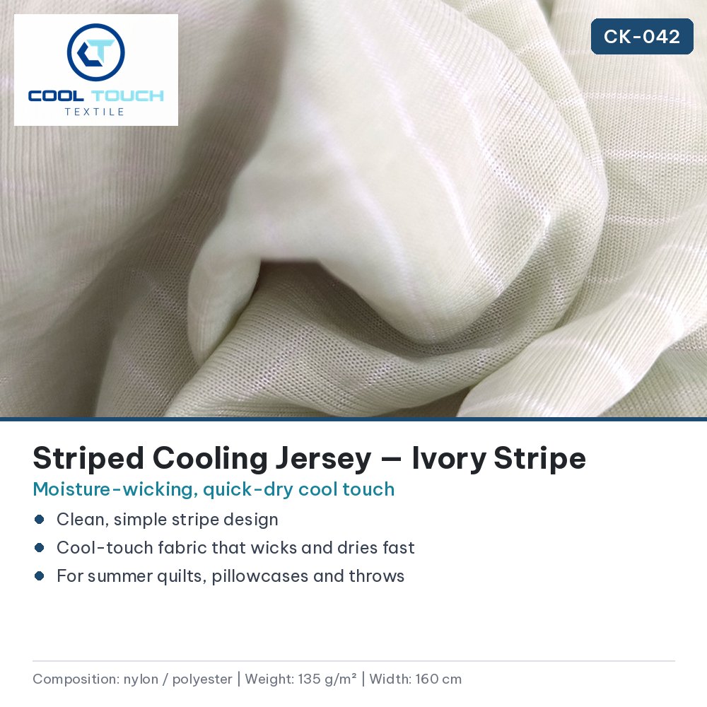 Striped Cooling Jersey — Ivory Stripe — Cool Touch Textile