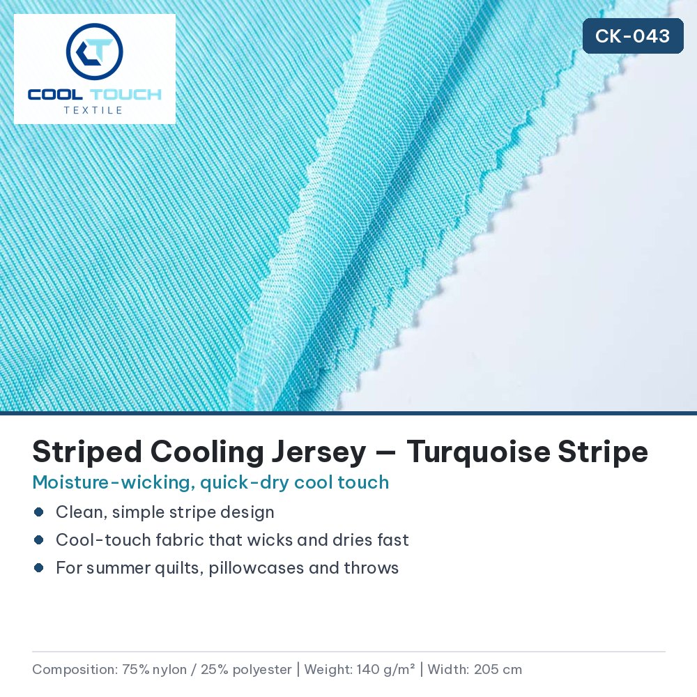 Striped Cooling Jersey — Turquoise Stripe — Cool Touch Textile