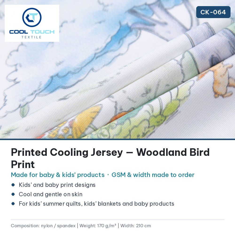 Printed Cooling Jersey — Woodland Bird Print — Cool Touch Textile