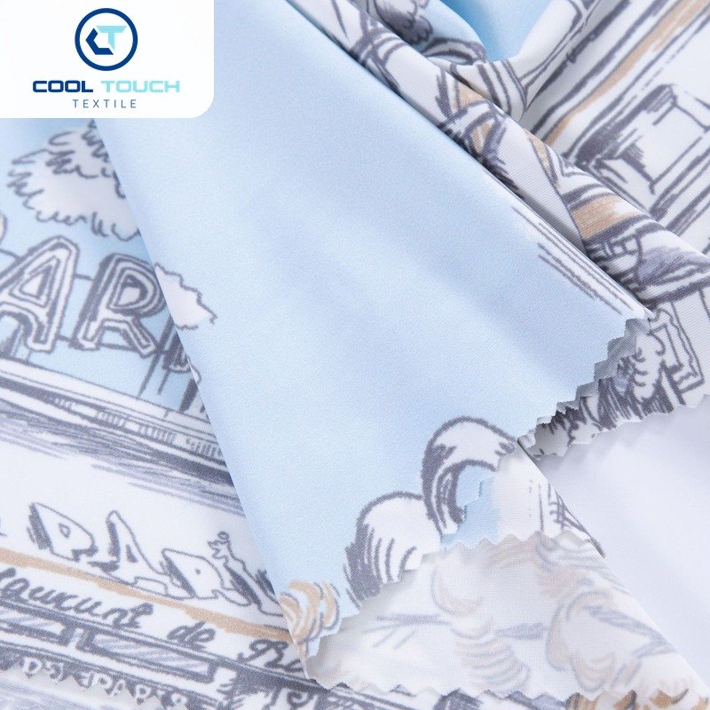 Printed Cooling Jersey — Grey-Blue Sketch Print — 1