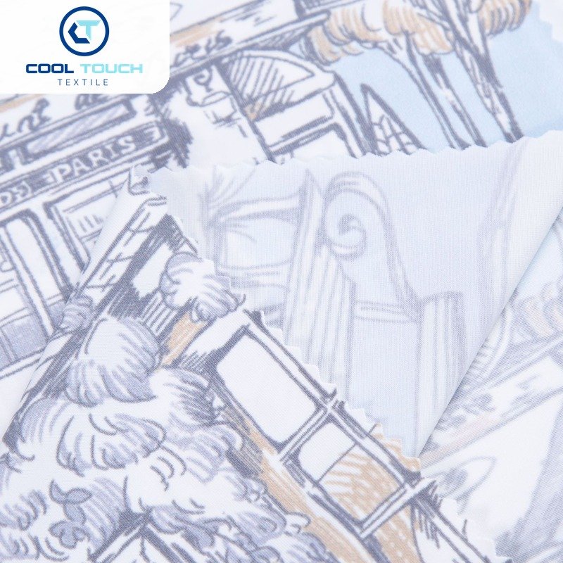 Printed Cooling Jersey — Grey-Blue Sketch Print — 2