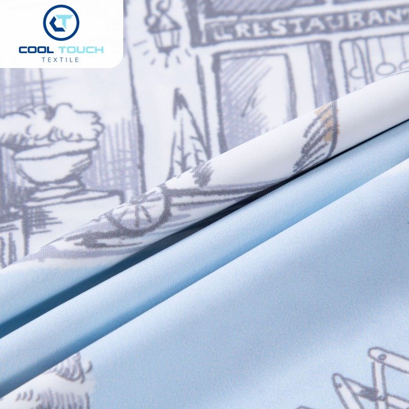 Printed Cooling Jersey — Grey-Blue Sketch Print — 3