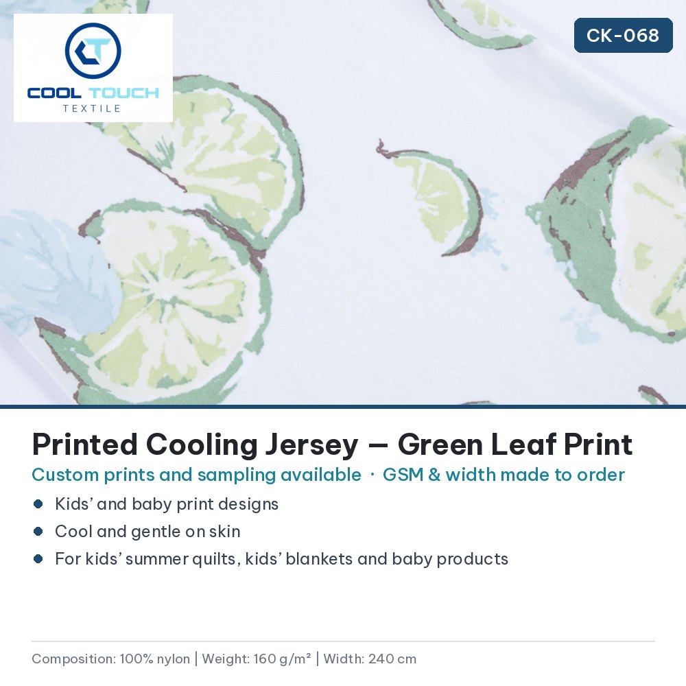 Printed Cooling Jersey — Green Leaf Print — Cool Touch Textile