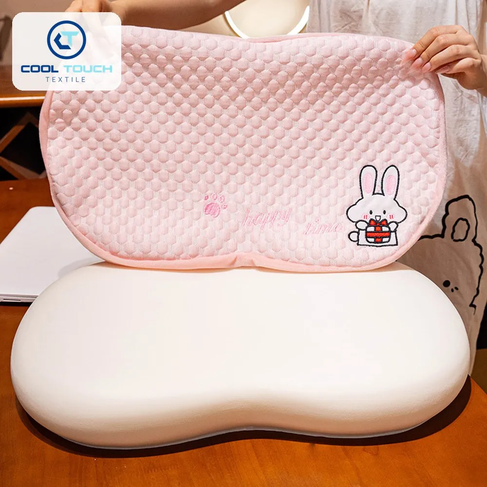 Ice-Bean Memory-Foam Pillow with Embroidered Mascot 6