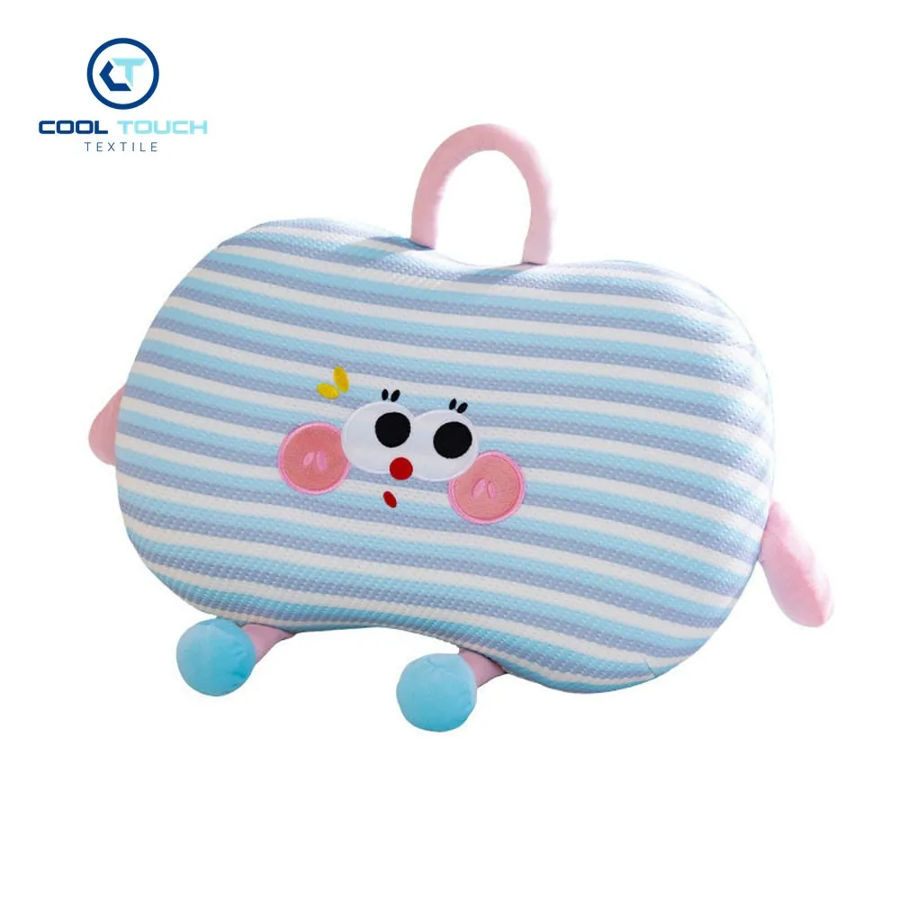 Portable Striped Ice-Silk Memory Pillow with Handle 1