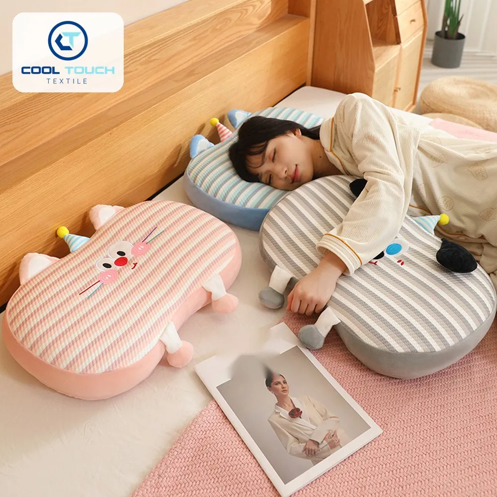 Portable Striped Ice-Silk Memory Pillow with Handle 4