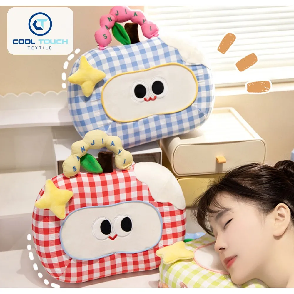 Apple Plaid Memory-Foam Nap Pillow with Handle 2