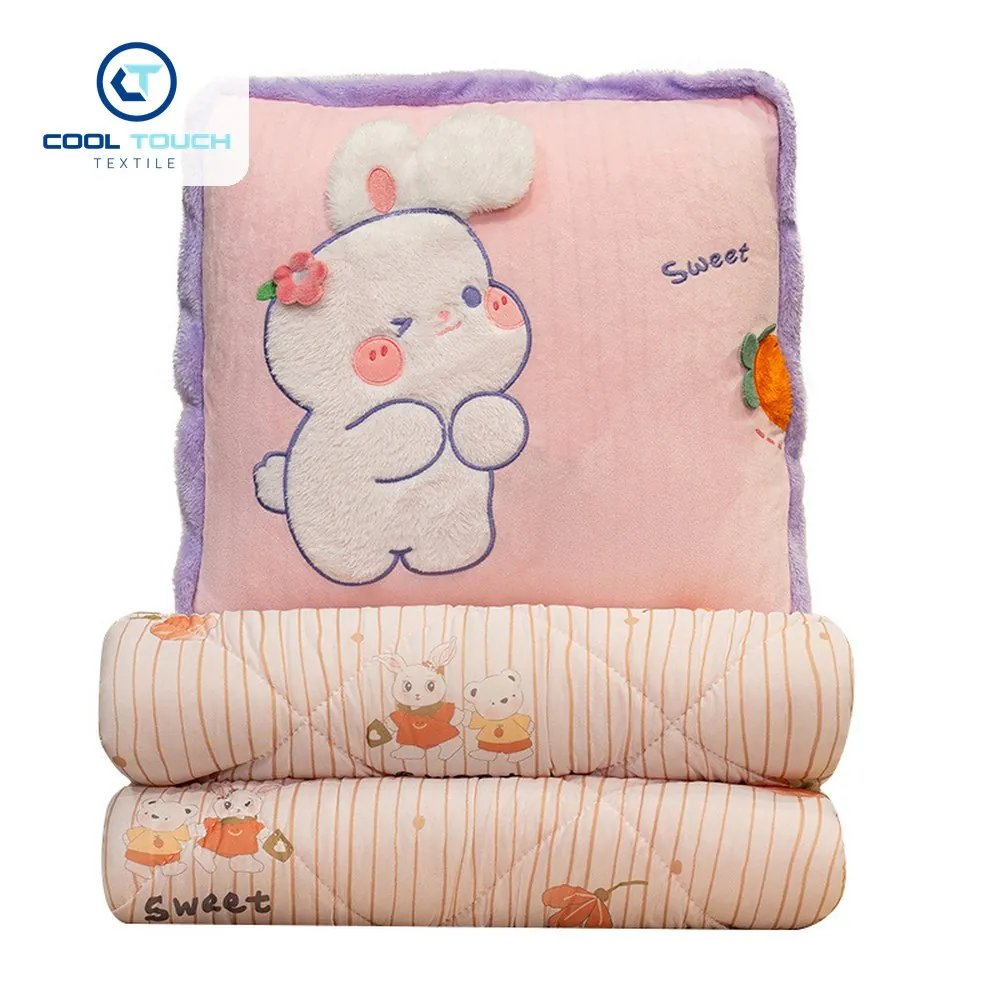 Printed Rabbit & Bear Pillow-Blanket 1