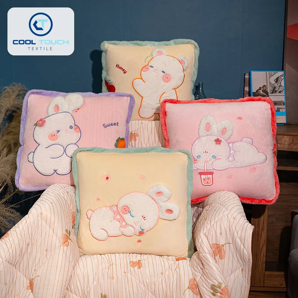 Printed Rabbit & Bear Pillow-Blanket 2