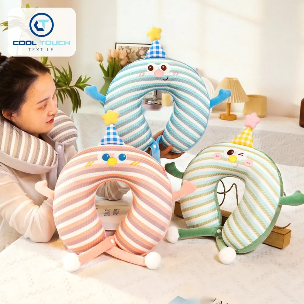 Striped Ice-Silk Character U-Pillow, Logo-Ready 2