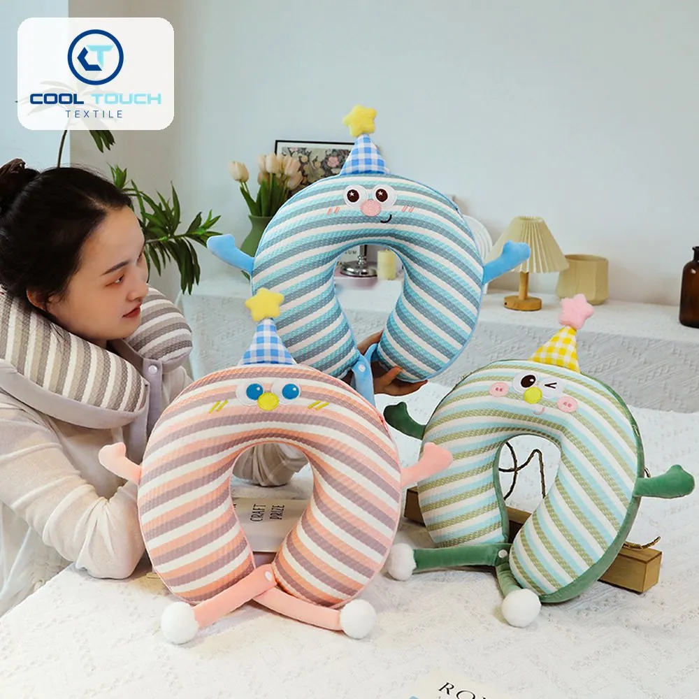 Striped Ice-Silk Character U-Pillow, Logo-Ready 3