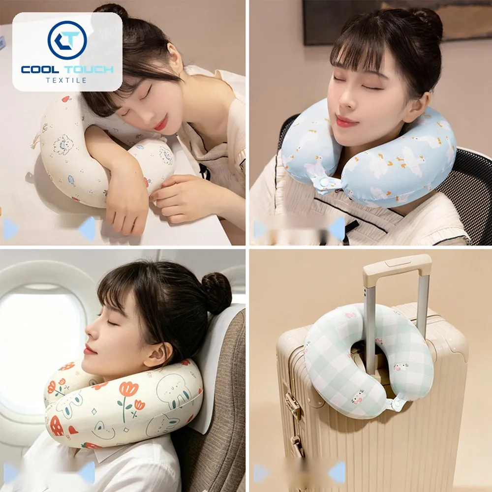 Floral Ice-Silk Memory-Foam U-Pillow 4