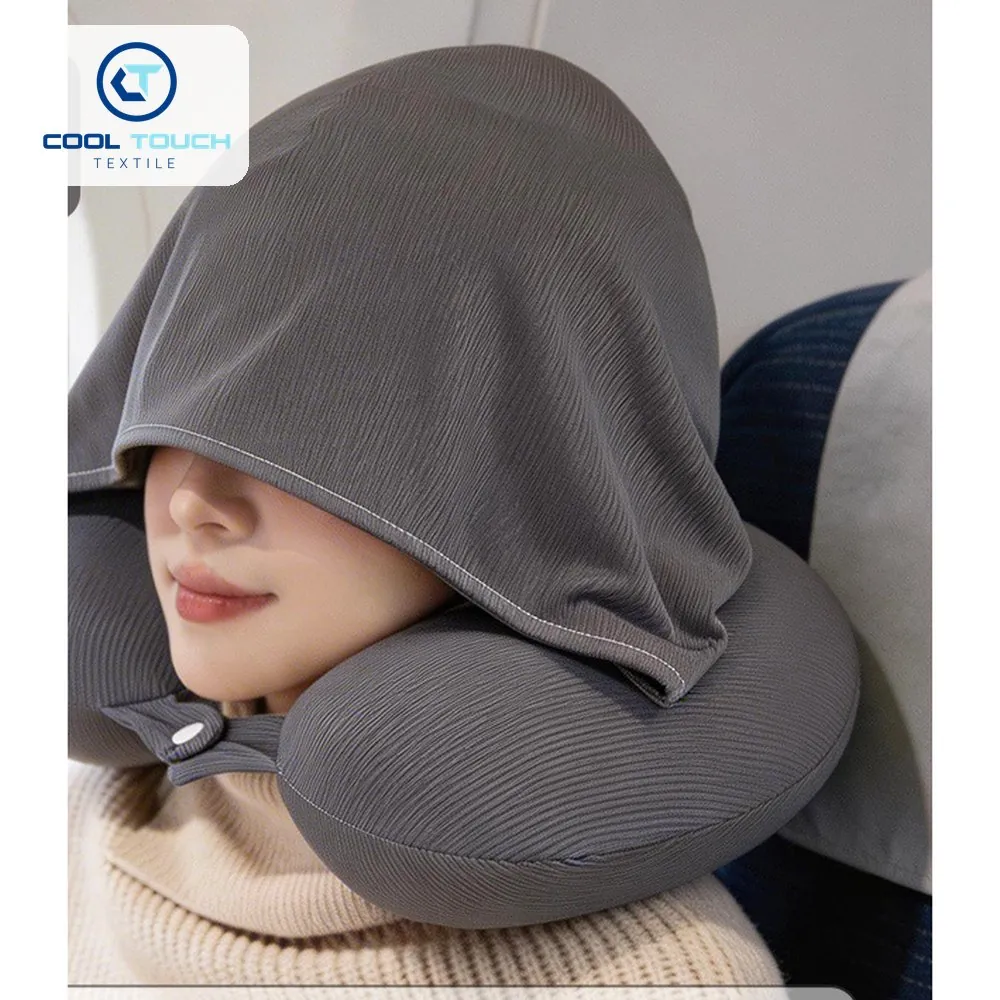 Hooded Ice-Silk U-Shape Travel Pillow 3