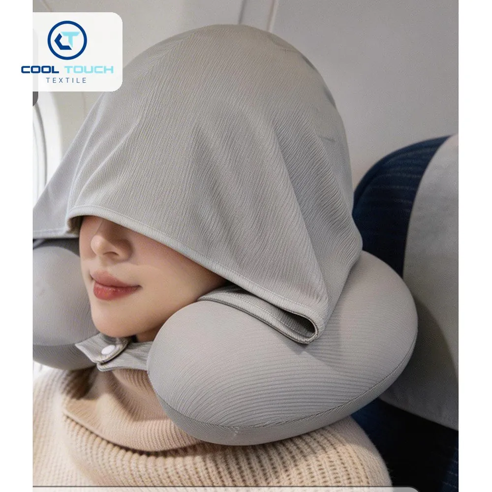 Hooded Ice-Silk U-Shape Travel Pillow 4